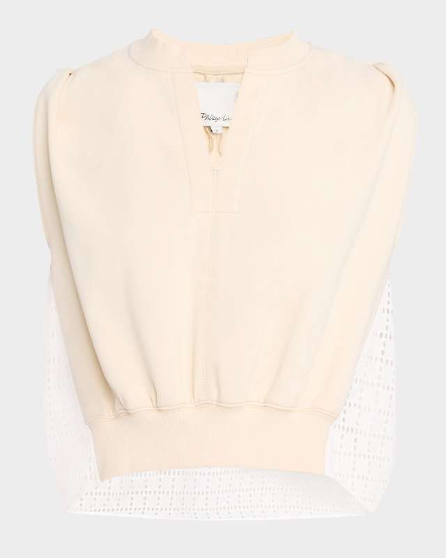 French Terry Broderie Anglaise Combo Top